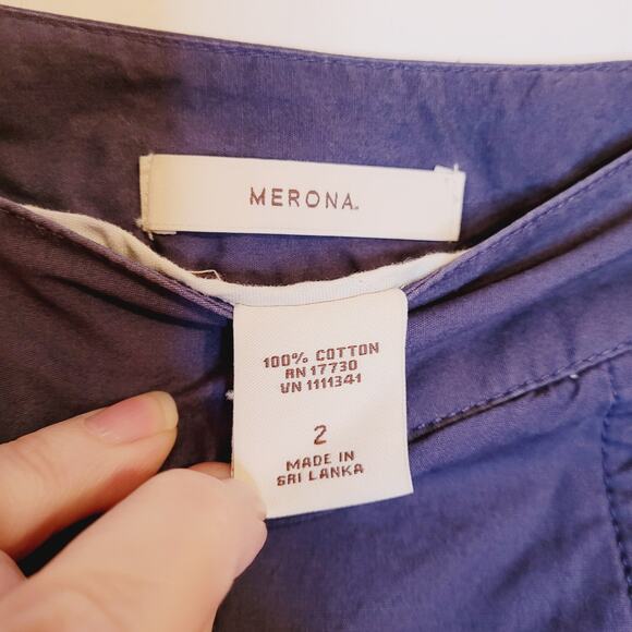 Merona blue and white nautical boat print pleated knee length skirt sz 2 preppy - Picture 3 of 11